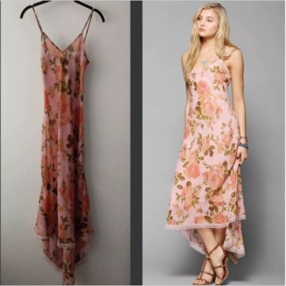 pink floral slip dress